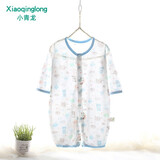 小青龙童装 夏季薄款竹纤维汗布新生儿哈服幼童宝宝连体衣服婴幼儿爬服 蓝动物园 59cm (0-6个月/建议52-59cm)