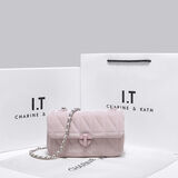 CHARINE&KATH 小&ck女包轻奢品牌小方包女通勤休闲链条包轻奢百搭单肩斜挎包女 粉色 专柜礼盒装