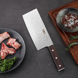 张小泉 菜刀中式家用切菜刀古法锻打圆头切片刀厨师刀厨房刀具剁砍骨刀 墨流系列切片刀