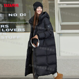 鸭鸭（YAYA）25年冬季新款休闲加厚连帽女款时尚百搭高充绒长款羽绒服外套 黑色 M 115-140斤