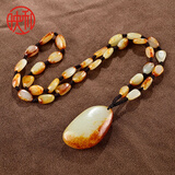 映和 新疆和田玉籽料原石吊坠枣红皮和田玉原石男女挂链油润细腻和田玉坠附证书 皮色籽料项链款