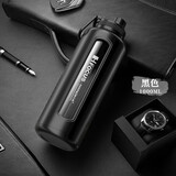 恩尔美（nRMEi）超大容量玻璃杯水杯男大号防摔夏天便携茶水分离泡茶杯子 绅士黑【直饮口】1000ml