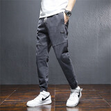 戈凡尔春秋季男士牛仔裤 宽松弹力潮流休闲哈伦裤修身小脚九分束脚裤 CFH-992灰色 XL【(31-32码)体重120-140斤】