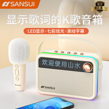 山水（SANSUI）V3户外K歌音响麦克风小型拉卡OK一体机无线蓝牙儿童话筒家庭ktv歌词显示音箱【单话筒+毛绒套】