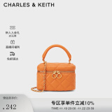 CHARLES&KEITH菱格链条盒子小方手提包斜挎包包女包生日礼物CK6-80781893 Orange橙色 XS