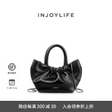 INJOYLIFE褶皱云朵包白色小手提包小众百搭羊皮链条包单肩斜挎包可爱女包 白色