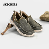 斯凯奇（Skechers）男鞋休闲鞋百搭时尚帆布鞋舒适复古一脚蹬 橄榄绿-465 41