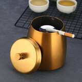 B&y 加厚不锈钢烟灰缸 锥形烟缸 创意烟盅  时尚 柱可拆卸 BY-249 大号带盖(金色)