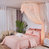 维美诗家用蚊帐卧室2025新款免安装1.8x2米儿童公主风吊顶式圆顶1.2x2米 杏色 200cm*150cm*300cm