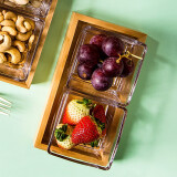 友来福点心盘欧式简约玻璃水果盘方形收纳盒零食糖果家用客厅带托盘两格