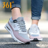 361°女鞋运动鞋秋冬季新款学生初中网皮面防水气垫跑步鞋轻便休闲鞋子 太空灰/玫瑰脏粉/网面 39