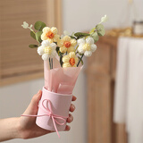 盛世泰堡 永生花编织毛线花束手工针织花生日礼物送朋友5朵黄白