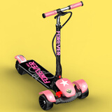 巧孩子5岁-18岁大童儿童滑板车小孩溜溜车三轮踏板车折叠滑滑车音乐闪光 永久公主粉+音乐灯光+一键折叠