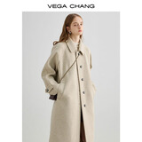 VEGA CHANG毛呢大衣女2025年冬新款大衣小个子高级感赫本风外套 燕麦色 XS