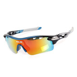 POLISI专业偏光骑行眼镜男女款户外运动自行车眼镜防风沙护目镜骑行装备 黑蓝（5组镜片+偏光）
