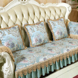 索菲娜 欧式沙发垫坐垫防滑沙发垫套装四季皮沙发垫子 MS欧丽莎-蓝色(高精密) 流苏扶手巾50*60cm 一片#