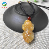 鑫富钰 黄玉貔貅吊坠 黄龙玉貔貅挂件 男女石英岩玉玉石项链坠玉坠玉佩