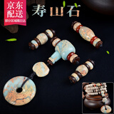 观玉寿山石三通佛头文玩配饰菩提子项链配件套装星月菩提手串珠子套餐 适合8*6mm菩提/顶珠+腰珠+佛头/