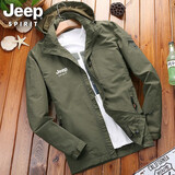 JEEP SPIRIT夹克男外套男装春秋上衣男士休闲防风防水透气西藏服潮流 军绿（薄款） XL