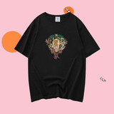 元森博优潮牌短袖t恤男动物园印花圆领大码半袖宽松体恤男士上衣 黑色【短袖】0490 XXL175-188CM  80-90KG