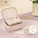 VLANDO旅行便携首饰收纳袋饰品袋绒布手饰包带拉链粉色高级感礼物送女友