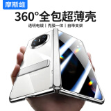 摩斯维【360°全包超薄壳】适用华为matex5手机壳X5保护套典藏版折叠屏电镀透明铰链防摔防窥支架男 防窥款【羽纱银】360°全包·壳膜一体 【MateX5/X3/典藏版】通用