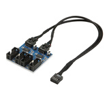 尘土 电脑主板USB扩展线USB9针一分二电源线 Y型 一拖二 9PIN转双9PIN 带芯片支持多接口主板USB扩展线 主板9针USB2.0 一分四扩展线 15CM