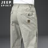 JEEP SPIRIT吉普休闲裤男中年夏季新品薄款纯棉宽松直筒工装裤多口袋直筒裤 浅灰色 XL（建议140-160斤）