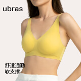 ubras【特卖】软支撑3D反重力细肩带内衣女聚拢无痕文胸罩 芥黄色（背心款） S