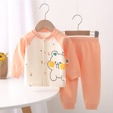 赞翠无骨缝男女宝宝内衣套装开衫婴儿衣服贴身打底衫新生儿秋衣秋裤套 JCN053小兔粉色（无骨衣） 80码建议10-18个月