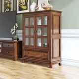 蓉小二 美式乡村实木电视柜茶几套装客厅小户型成套家具复古小美风格 双门酒柜【进口白蜡木】