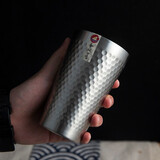 和风四季304不锈钢杯子双层家用水杯酒店锤纹杯单层速冷杯啤酒杯餐厅茶杯 原色大号304双层锤目纹杯 350ml