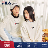 FILA 斐乐女装卫衣男女同款套头卫衣秋冬情侣款休闲加绒保暖长袖上衣 奶盐白-IV 160/84A/XS