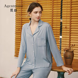 觅丝（Agentmuse）【裸感】睡衣女天丝莫代尔夏季情侣套装宽松开衫翻领居家服