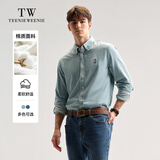Teenie Weenie小熊男装休闲牛仔衬衫男秋冬长袖美式复古衬衣 浅牛仔色 M 170