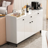 柯诺苏茶水柜餐边柜子储物柜客厅靠墙置物柜轻奢茶柜置物架收纳柜备餐柜 【实木丨送货上门】优雅暖白色120*30*84cm