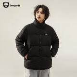 熊猫·本（ben.panda）春季新款工装羽绒服男潮流时尚立领加厚保暖户外休闲上衣多穿外套 黑色(防泼水面料） L