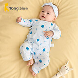 童泰夏季0-6月男女纯棉蝴蝶哈衣连体衣2件装 TS31J285 蓝色 52