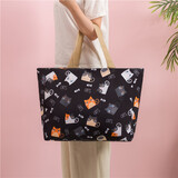 春芬 收纳袋手提袋行李包布袋旅行袋环保购物袋衣服折叠旅行包单肩包 招财猫 妈妈包 横向36高*长42CM