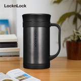 乐扣乐扣（LOCK&LOCK）304不锈钢桌面保温杯真空商务水杯子茶水分离杯 黑色 400ml