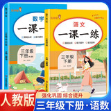 套装2册 2025春小学一课一练三年级语文数学下册人教版 小学三年级下册同步训练课时作业本随堂笔记实验班拔尖特训必刷题课课练天天练