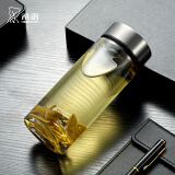 希诺（HEENOOR）玻璃杯单层加厚大容量家用透明水杯男办公便携带盖泡茶杯子XN-6191 410mL