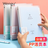 文谷（Wengu）a4活页本60张笔记本子记事办公商务学生文具可拆卸活页夹30孔横线内芯四色索引分隔页粉色B17-A4/B