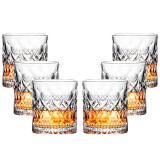 天喜（TIANXI）洋酒杯威士忌玻璃酒杯创意雕花XO烈酒杯酒吧同款啤酒杯套装 6只装