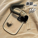 创意卡套校园卡饭卡高颜值公交地铁交通卡工作牌带挂绳高级感男女生情侣卡套身份证门禁银行卡保护套 that爱心 卡套+弹簧绳+挂饰 透明可爱ins证件卡套钥匙扣