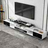 宜造（YIZAO）电视柜落地一体靠墙客厅轻奢高级感家用小户型伸缩茶几电视柜组合 六抽伸缩160-240|黑白+黑玻璃 自主安装