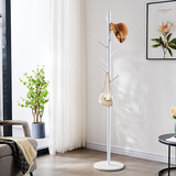 法兰思佳（FALANSIJIA） 衣服架子卧室挂衣架落地衣帽架金属衣服架落地不锈钢北欧现代 白色+白大理石