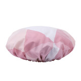 多样屋（TAYOHYA）浴帽女防水成人沐浴洗澡家用帽厨房做饭防油烟帽子加大号发帽 森菱格纹-粉