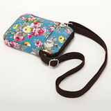 许棋杏手机袋挂脖老年人手机包女帆布包包时尚花色斜挎包零钱包简约逛街 湖绿玫瑰