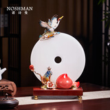 诺诗曼寿比南山玉石平安扣摆件祝寿礼物寿桃送长辈老人生日大寿客厅装饰